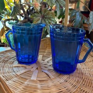 Stylish Blue Glass Pitcher Set